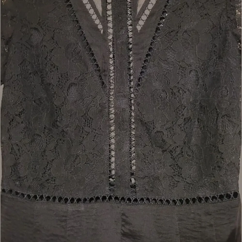 NWT Sugar + Lips Black Lace Romper Small Back Zip